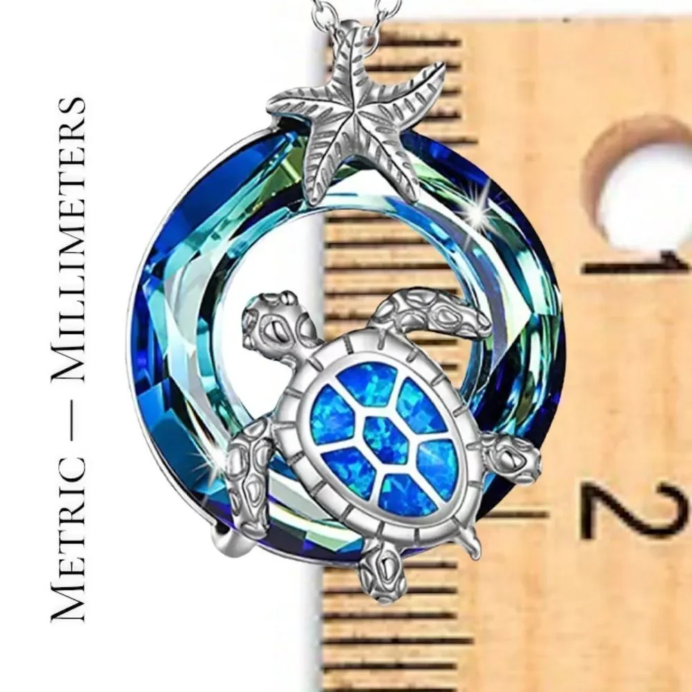 💎085💎 925‎ Sterling Silver Opal Turtle Necklace